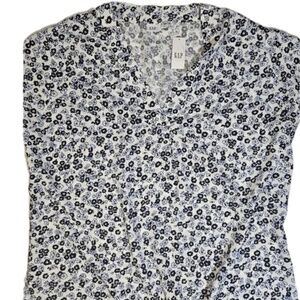 Gap Shirt Womens Large Floral Short Sleeve V Neck Rayon Lightweight NEW